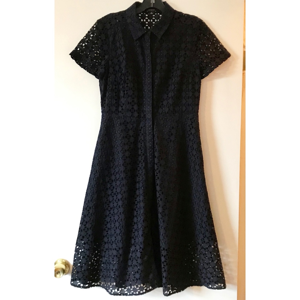 Unique navy blue "eyelet" dress from Ann Taylor